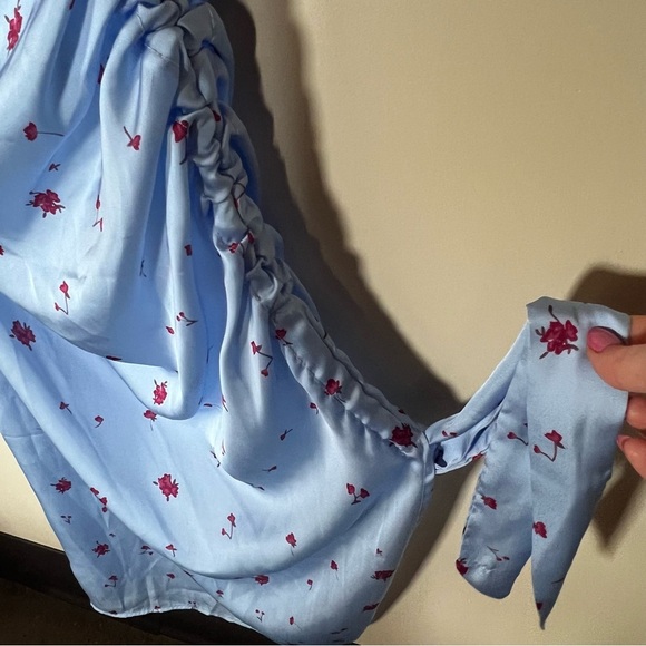 OPT blue floral slip dress with side slit XS - Picture 3 of 6